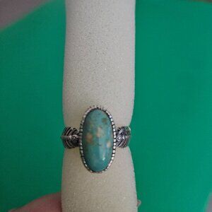artisian crafted tahoe nevada turquois feather ring in sterling silver 4.50 ctw